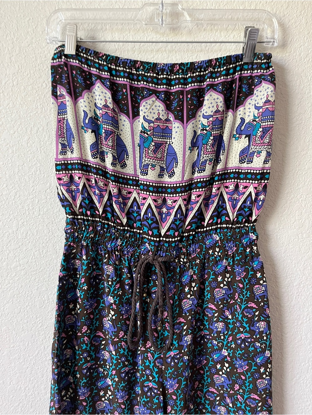 Winter Kate Neela Boho Elephant Print Strapless Jumpsuit